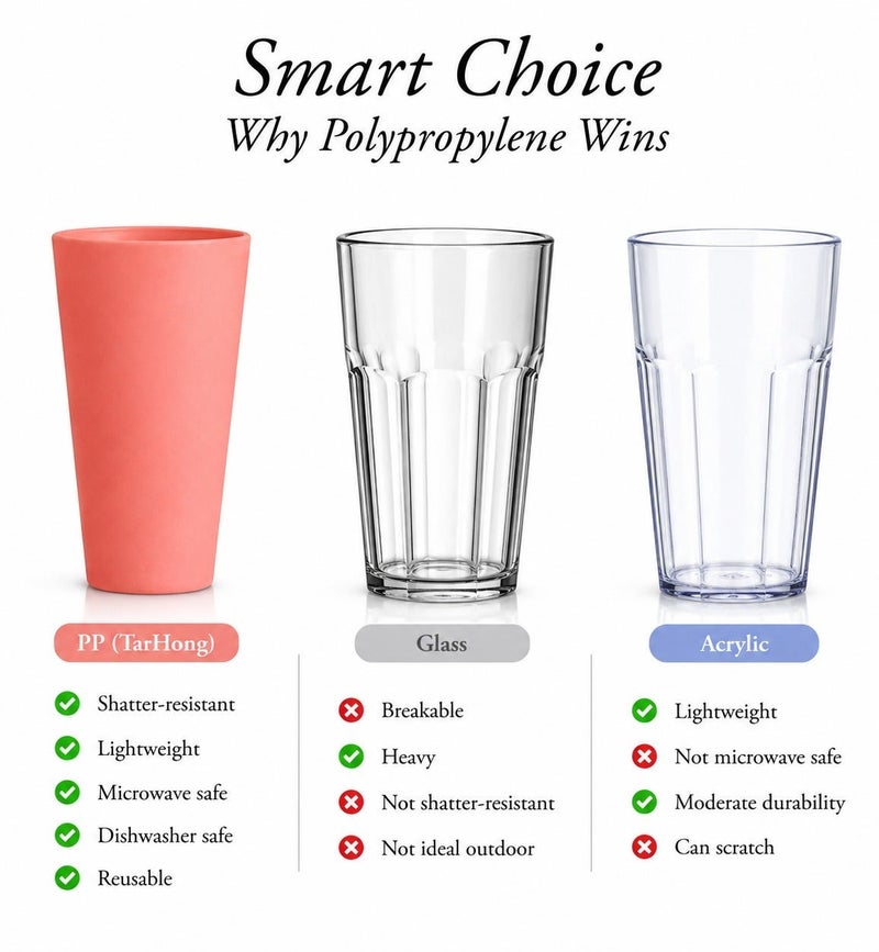TarHong Jumbo Polypropylene Tumblers Set of 4, 21 oz Reusable Drinking Cups, Shatter-Resistant Lightweight Beverage Glasses, Microwave Dishwasher Safe, Stackable Indoor Outdoor Assorted Colors - Image 5