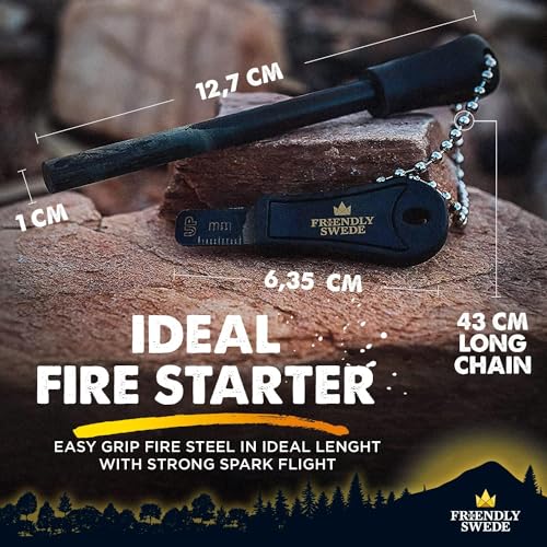 The Friendly Swede Ferro Rod Fire Starter Tool 2-Pack — Flint and Steel Fire Starter Survival Tool with Long Ferro Rod; Weatherproof Firestarter for Camping, Hiking & BBQs; Ergonomic Handle; Easy Grip - Image 4