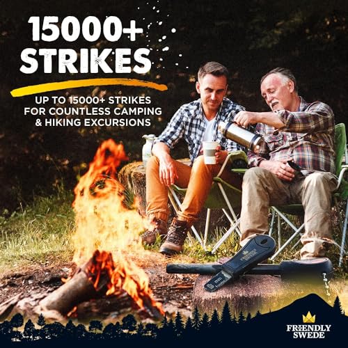 The Friendly Swede Ferro Rod Fire Starter Tool 2-Pack — Flint and Steel Fire Starter Survival Tool with Long Ferro Rod; Weatherproof Firestarter for Camping, Hiking & BBQs; Ergonomic Handle; Easy Grip - Image 2