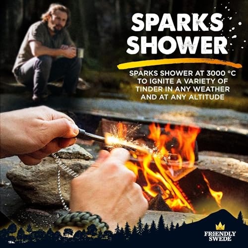 The Friendly Swede Ferro Rod Fire Starter Tool 2-Pack — Flint and Steel Fire Starter Survival Tool with Long Ferro Rod; Weatherproof Firestarter for Camping, Hiking & BBQs; Ergonomic Handle; Easy Grip - Image 3
