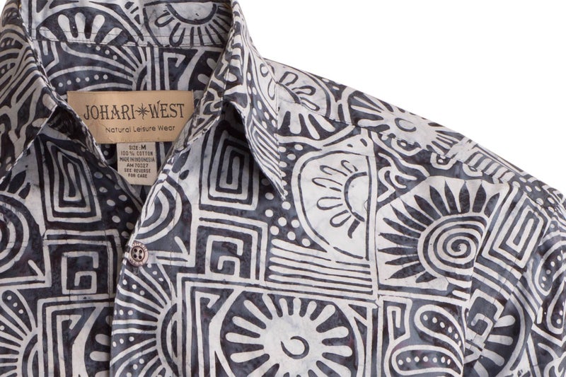 Johari West Men's Button-Down Short Sleeve Shirt, Indo Bay (Stone, 3X-Large) - Image 2