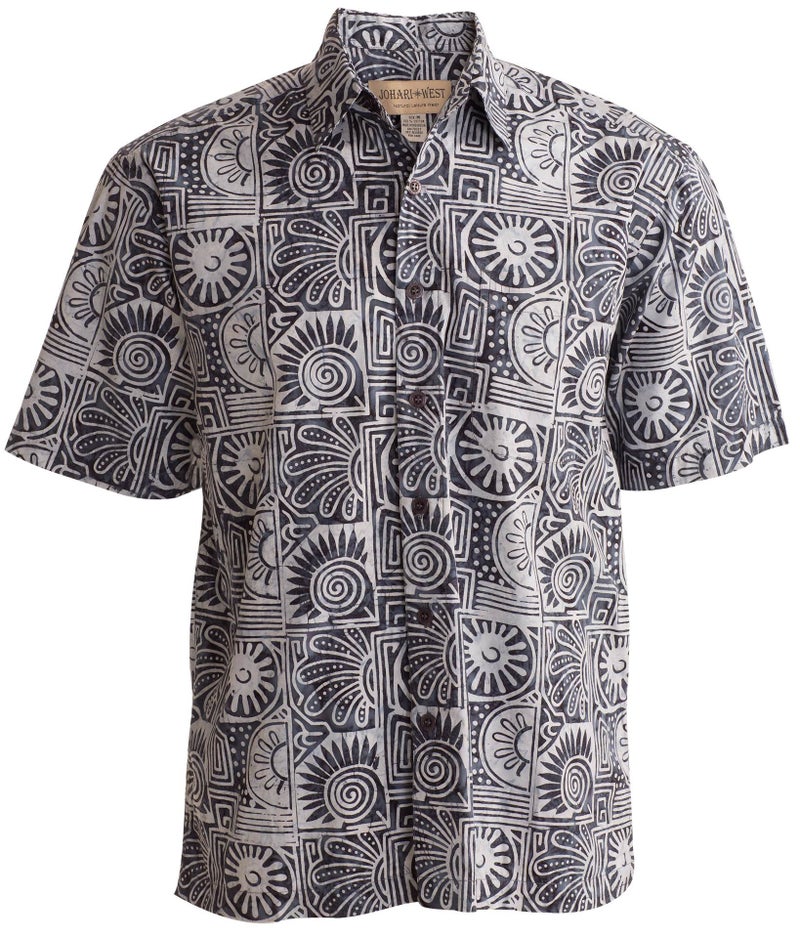 Johari West Men's Button-Down Short Sleeve Shirt, Indo Bay (Stone, 3X-Large) - Image 4