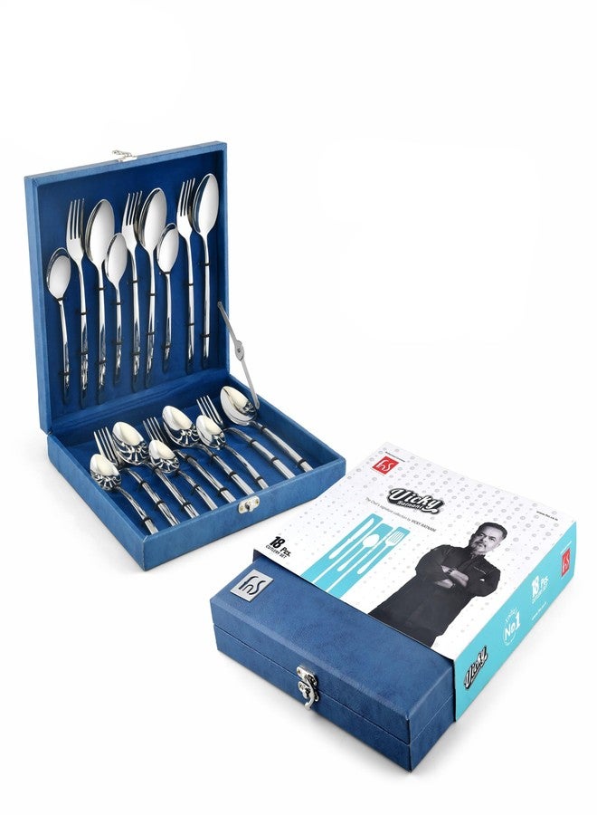 FNS Chef Vicky Ratnani’s Signature Collection By FnS Thames Stainless Steel 18 Pcs Cutlery Set with Box Pack | 6 Dinner Spoons, 6 Dinner Forks, 6 Tea Spoons - Image 1