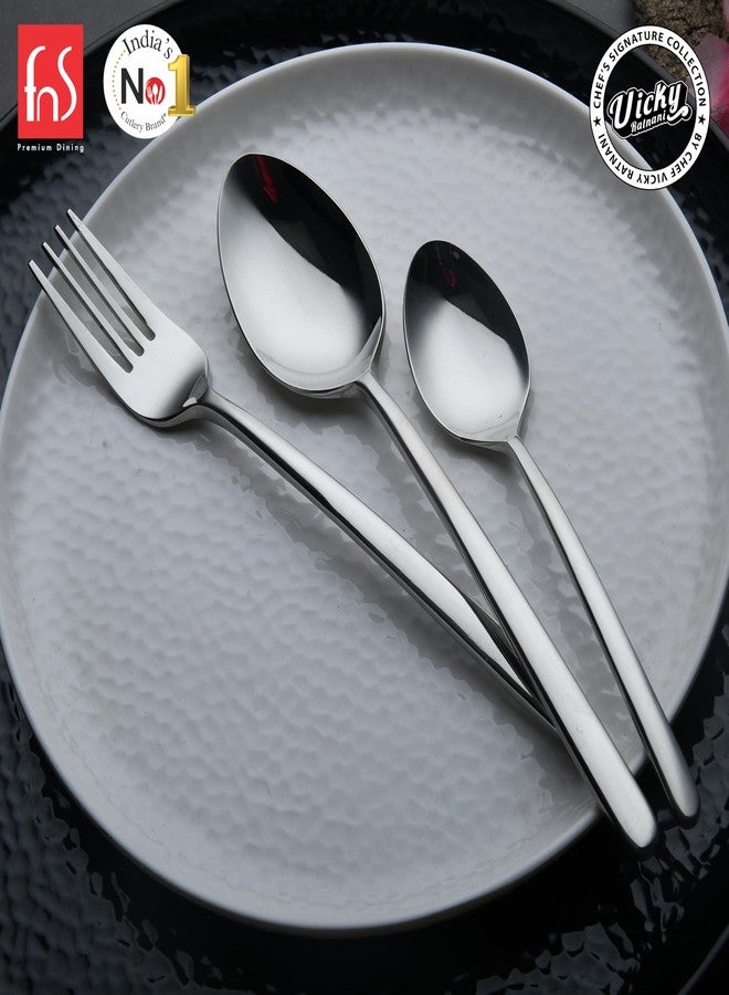 FNS Chef Vicky Ratnani’s Signature Collection By FnS Thames Stainless Steel 18 Pcs Cutlery Set with Box Pack | 6 Dinner Spoons, 6 Dinner Forks, 6 Tea Spoons - Image 2