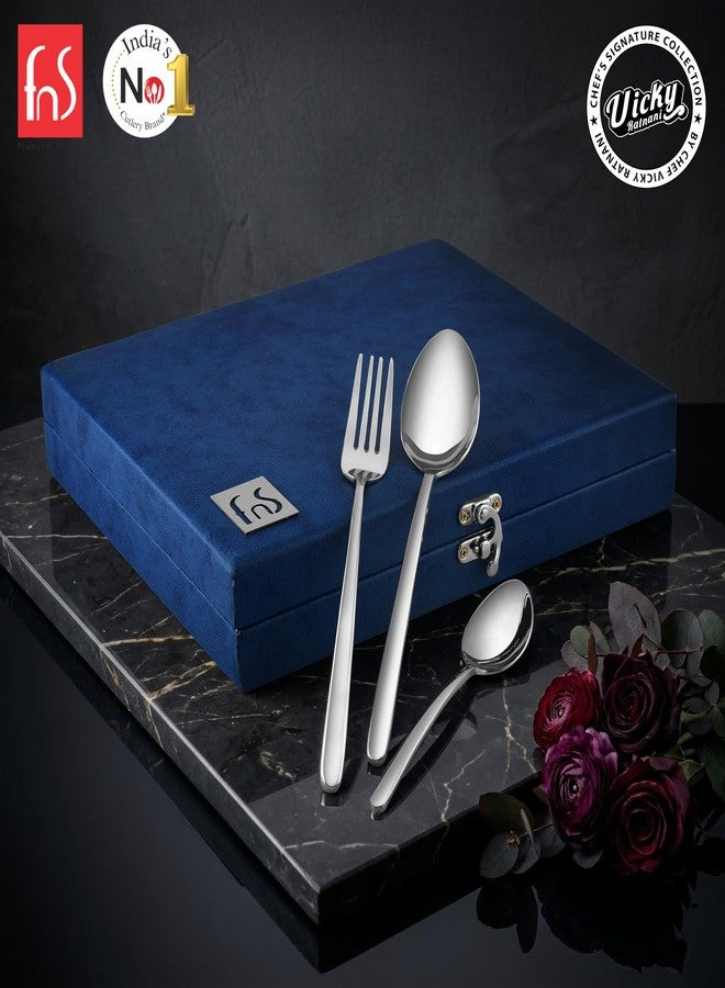 FNS Chef Vicky Ratnani’s Signature Collection By FnS Thames Stainless Steel 18 Pcs Cutlery Set with Box Pack | 6 Dinner Spoons, 6 Dinner Forks, 6 Tea Spoons - Image 3
