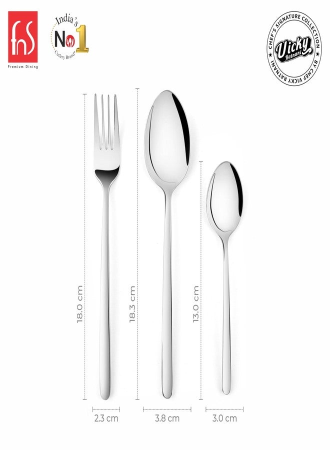 FNS Chef Vicky Ratnani’s Signature Collection By FnS Thames Stainless Steel 18 Pcs Cutlery Set with Box Pack | 6 Dinner Spoons, 6 Dinner Forks, 6 Tea Spoons - Image 4