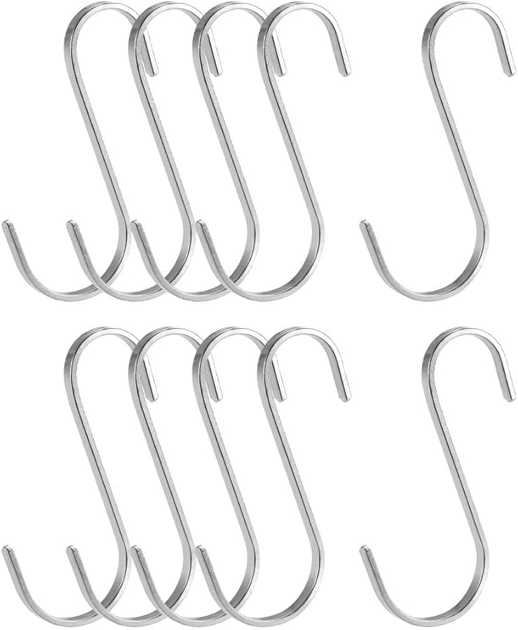 خطافات S من الفولاذ المقاوم للصدأ مقاس 3.6 بوصة، عبوة من 10 قطع لتخزين المطبخ والحمام - Image 2