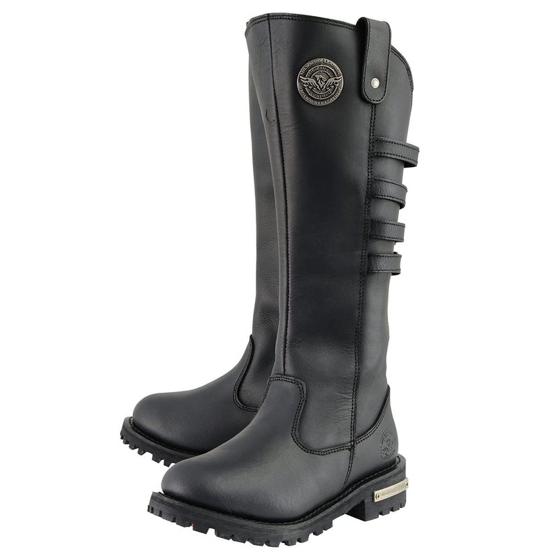 Milwaukee Leather أحذية ركوب جلدية نسائية ميلووكي MBL9345 سوداء بارتفاع 15 بوصة مع أربعة مشابك للساق - 9.5 - Image 3