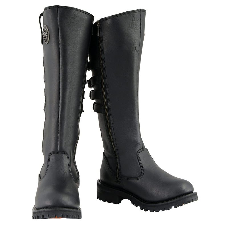 Milwaukee Leather أحذية ركوب جلدية نسائية ميلووكي MBL9345 سوداء بارتفاع 15 بوصة مع أربعة مشابك للساق - 9.5 - Image 2