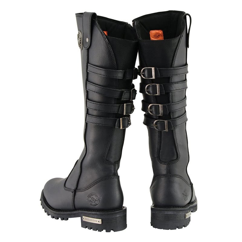 Milwaukee Leather أحذية ركوب جلدية نسائية ميلووكي MBL9345 سوداء بارتفاع 15 بوصة مع أربعة مشابك للساق - 9.5 - Image 5