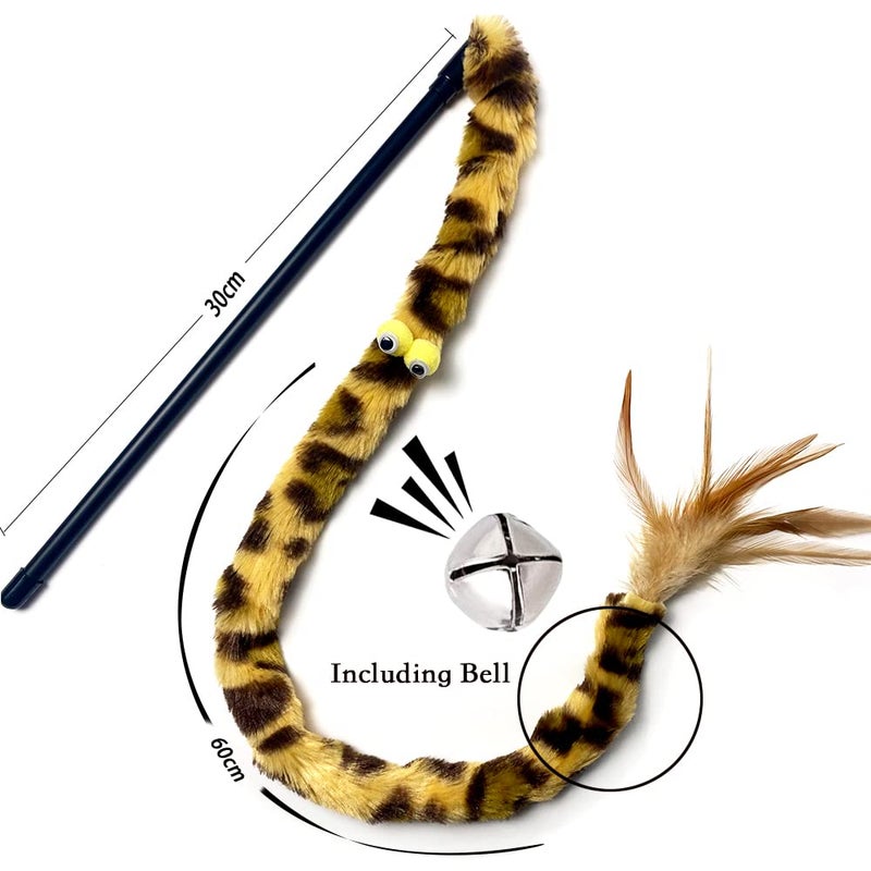 AZOFFYIU Cat Toys for Indoor Toys,Rainbow Cat Wand Toys,Feather Flips Plush Ball Cat Toys,Interactive Feather Toy for Teaser Play and Chase Exercise with Kitten 3 Pack (Pack 3) - Image 3