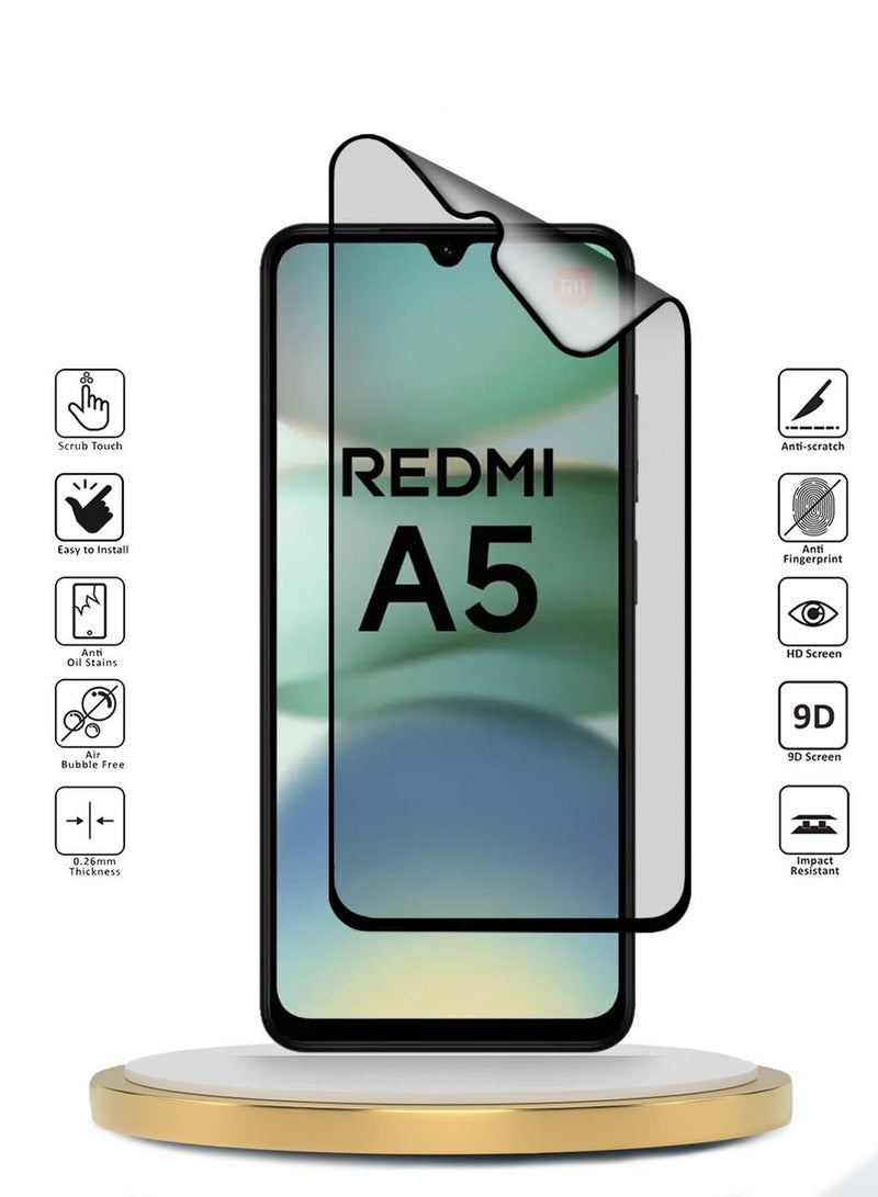 دبليو تيك شاومي ريدمي A5 4G 2025 بريميوم نانو سيراميك كامل الغراء بغطاء كامل واقي شاشة مرن غير لامع (MSCNMN) - شفاف / أسود - Image 2