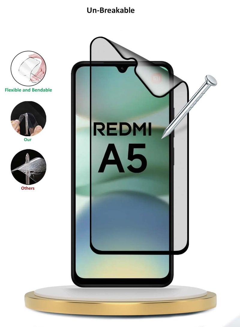 دبليو تيك شاومي ريدمي A5 4G 2025 بريميوم نانو سيراميك كامل الغراء بغطاء كامل واقي شاشة مرن غير لامع (MSCNMN) - شفاف / أسود - Image 4