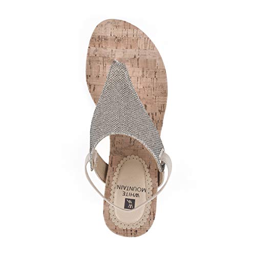 WHITE MOUNTAIN Shoes All Good Women's Cork Wedge Sandal, Ltgold/Glitter, 7 M - Image 2