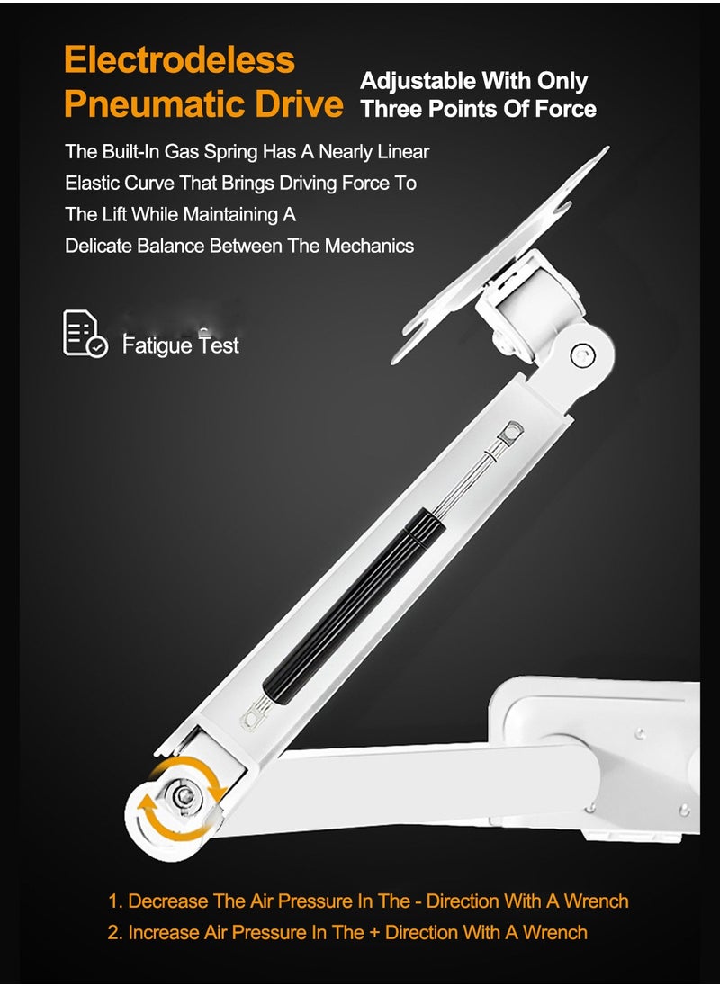 FlashHawk - Dual Monitor Stand for 17 to 30 inch Screen, Adjustable Gas Spring Double Monitor Arm, Fits 2 Monitor Screens with Max VESA 100x100, White - Image 1