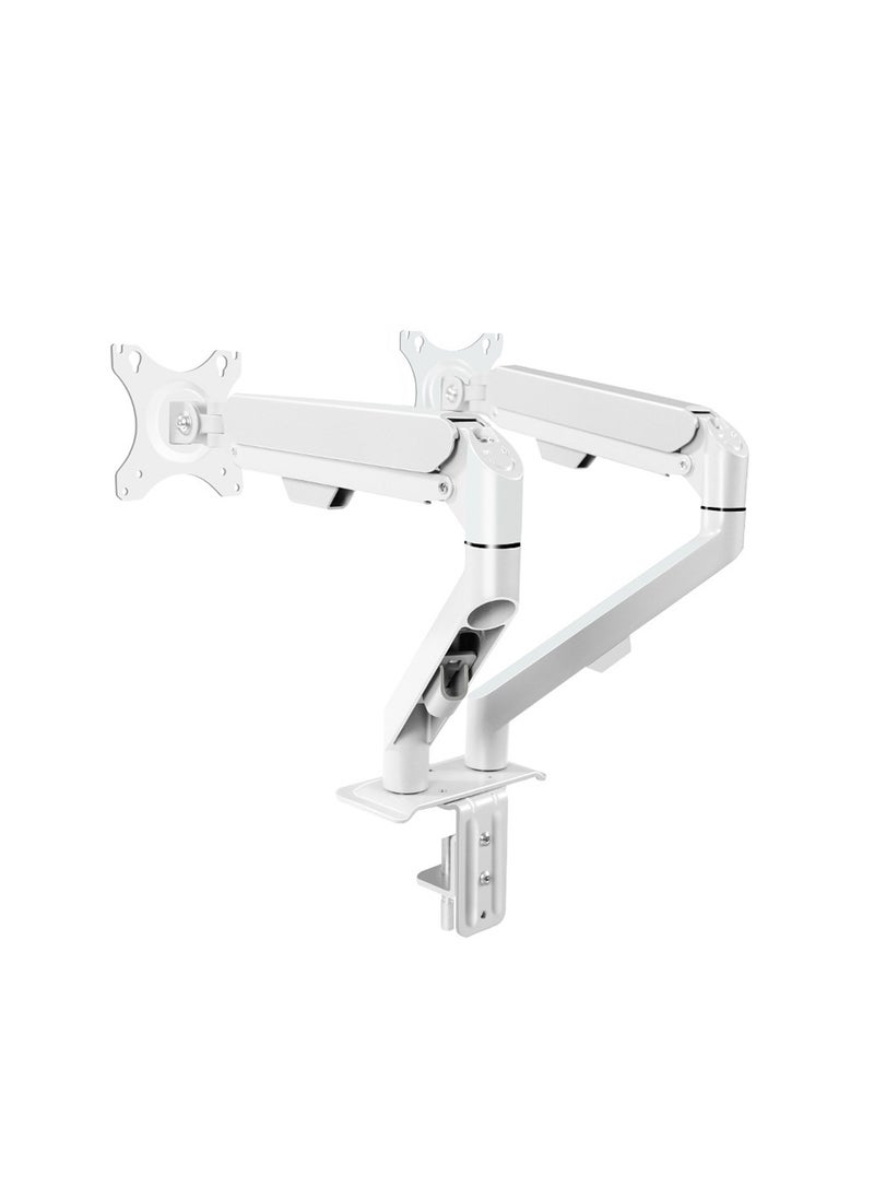 FlashHawk Dual Monitor Stand for 17 to 30 inch Screen, Adjustable Gas Spring Double Monitor Arm, Fits 2 Monitor Screens with Max VESA 100x100, White  - Image 1