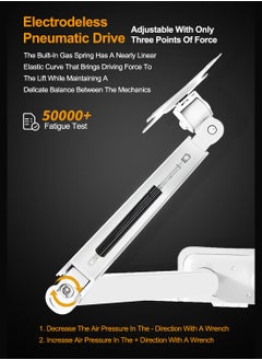 FlashHawk Dual Monitor Desk Mount, Full Motion Swivel Computer Monitor Arm for 17 to 30 inch,Fits 2 Monitor Screens with Max VESA 100x100,White  - Image 5
