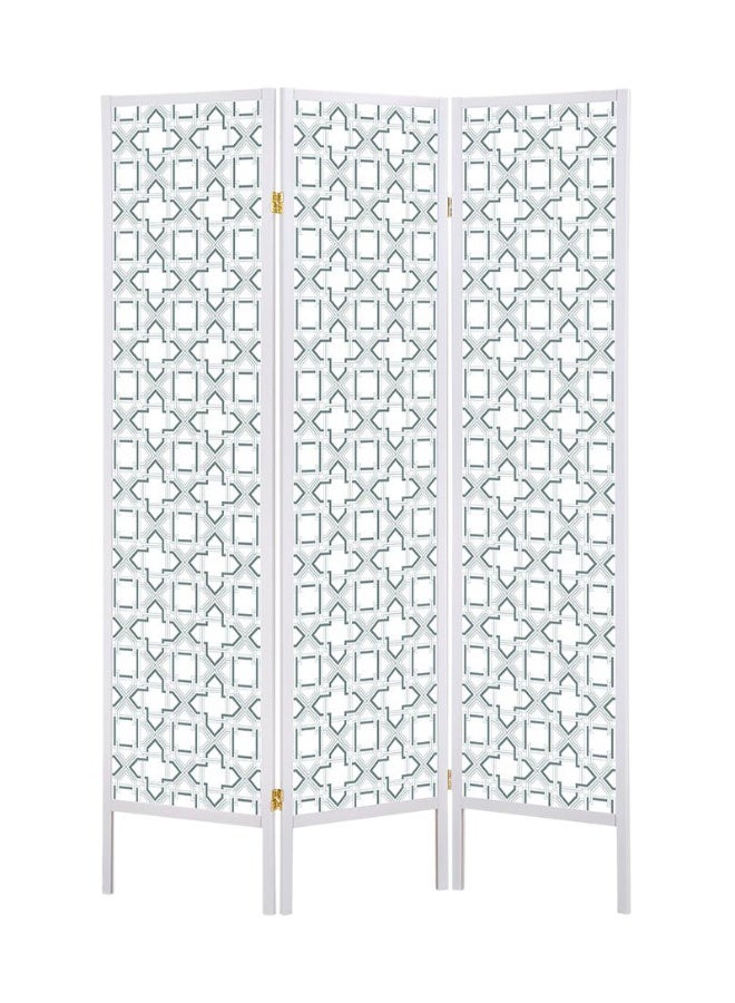 DANUBE HOME Wally 3-Panel Divider Folding Room Divider Modern Privacy Screen Stylish Black Partition For Living Room Bedroom office Adjustable Folding Panel - White Pattern 