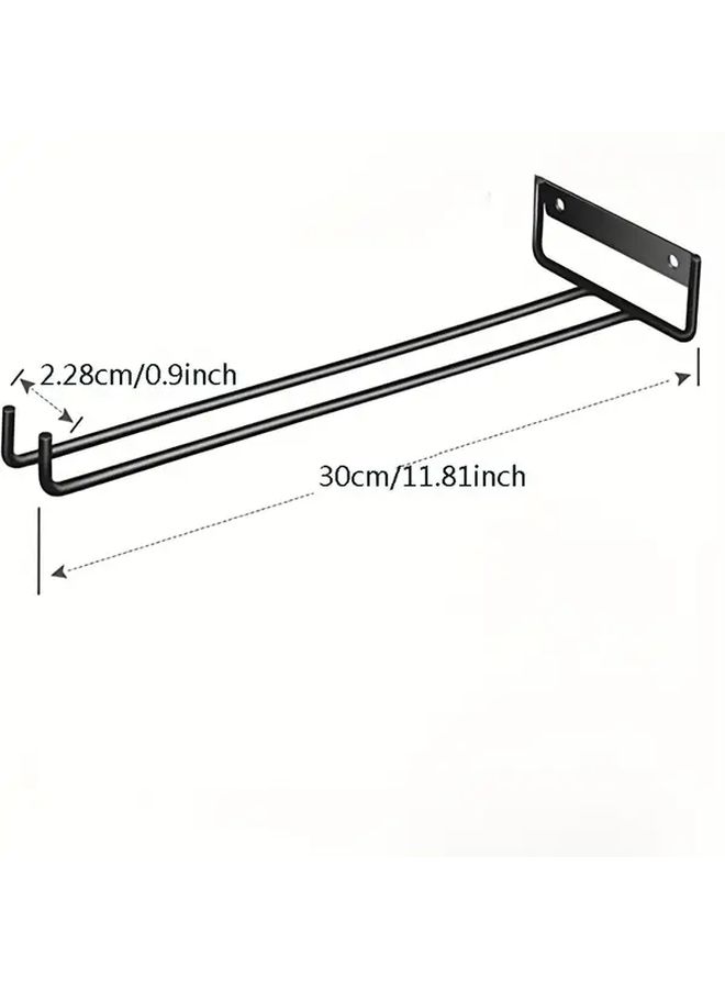2 Pack Black Metal Wall Mounted Wine Glass Hanging Rack Organizer - Image 3