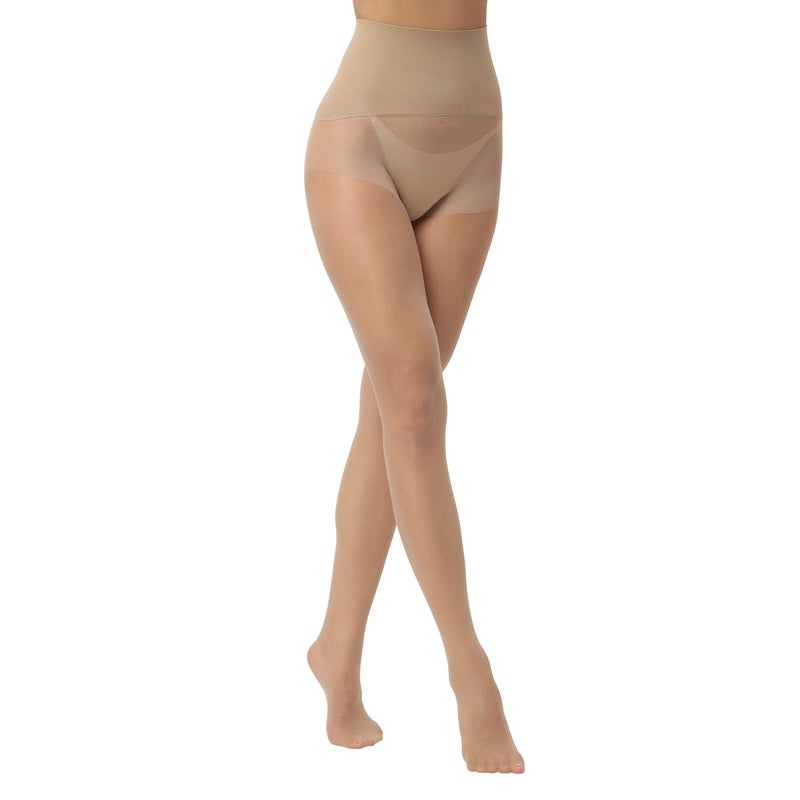 EVERSWE Women's Seamless Control Top Tights 15D, No Seam Pantyhose (Nude, S-M) - Image 2