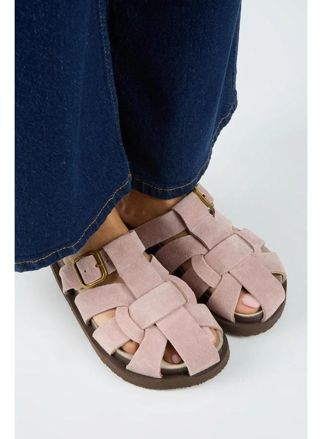 Manijero  Benito Women's Real Leather Buckle Lattice Powder Slippers for Women | Best Price UAE