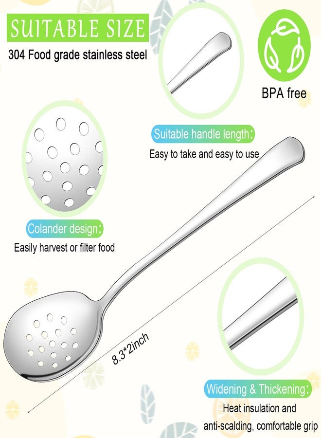 Cunhill 2 Pieces Stainless Steel Slotted Serving Spoon 8. 3 Inches Soup Spoon Colander with 16 Holes Strainer Skimmer for Cooking Buffet & Baking - Image 2