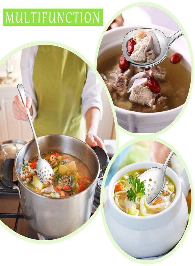 Cunhill 2 Pieces Stainless Steel Slotted Serving Spoon 8. 3 Inches Soup Spoon Colander with 16 Holes Strainer Skimmer for Cooking Buffet & Baking - Image 4