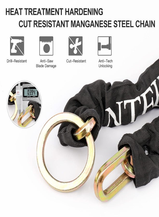 INTEKIN Motorcycle Lock 3.3FT/100cm Bicycle Chain Locks 8mm/10mm Thick Bike Lock Heavy Duty Security Chain Anti Theft with 16mm U-Lock for Bikes, Gates, E-Bikes - Image 3