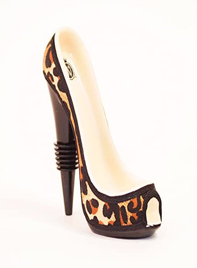 وايد آي ديزاينز طقم هدايا أنيق من وايلد آي ديزاينز، سدادة زجاجة نبيذ بكعب عالٍ، بنقشة جلد النمر - Image 1