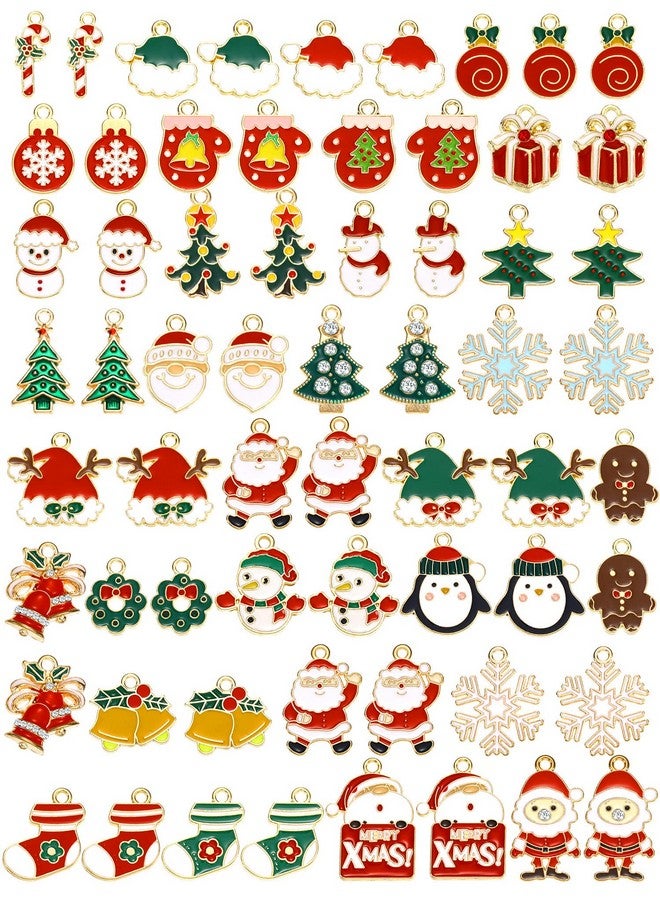 Bonuci 61 Pieces Christmas Pendant Assorted Christmas Charms Jewelry Plated Christmas Earring Charms Colorful Christmas Beads Charms for DIY Jewelry Making Necklace Bracelet Crafts (Cute Style) - Image 1