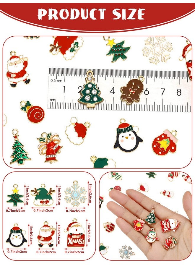 Bonuci 61 Pieces Christmas Pendant Assorted Christmas Charms Jewelry Plated Christmas Earring Charms Colorful Christmas Beads Charms for DIY Jewelry Making Necklace Bracelet Crafts (Cute Style) - Image 2