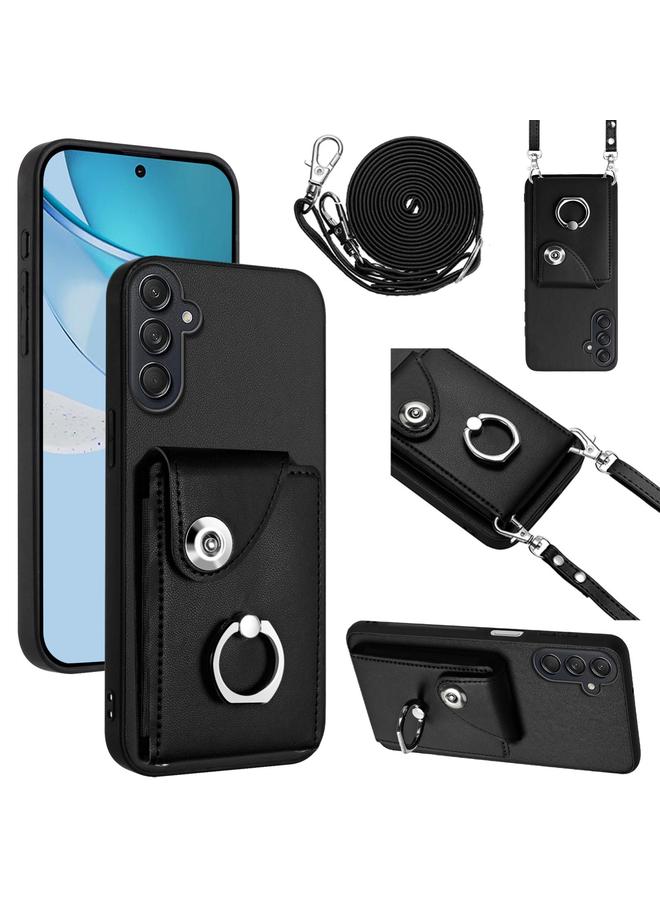 اس-توب جراب لهاتف Samsung Galaxy M55 / C55 5G مزود بحلقة وحقيبة بطاقات وحافظة هاتف مع حبل طويل - Image 1