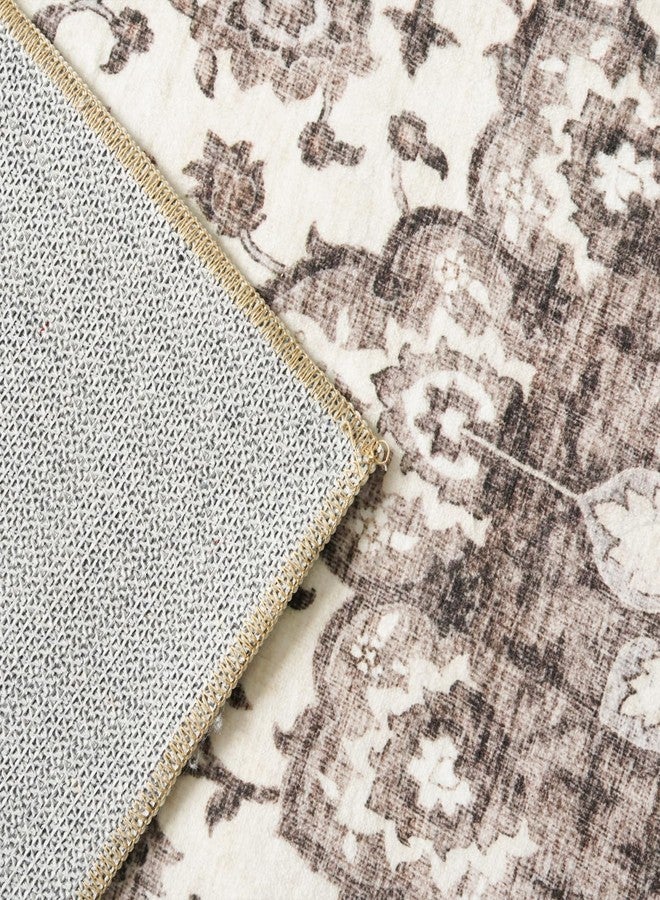TOPRUUG Washable Oriental Area Rug - 2x3 Rugs for Living Room Soft Carpet for Bedroom Waterproof Floral Distressed Indoor Stain Resistant Non-Shedding Floor Carpets (Beige, 2x3) - Image 5