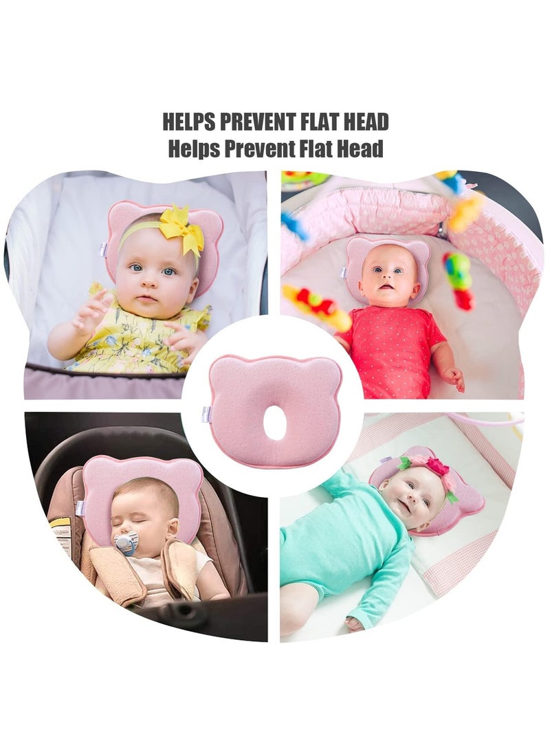 Baby head shaped pillow, 3D memory foam baby pillow for newborn and infant, neck support (0-12 months)