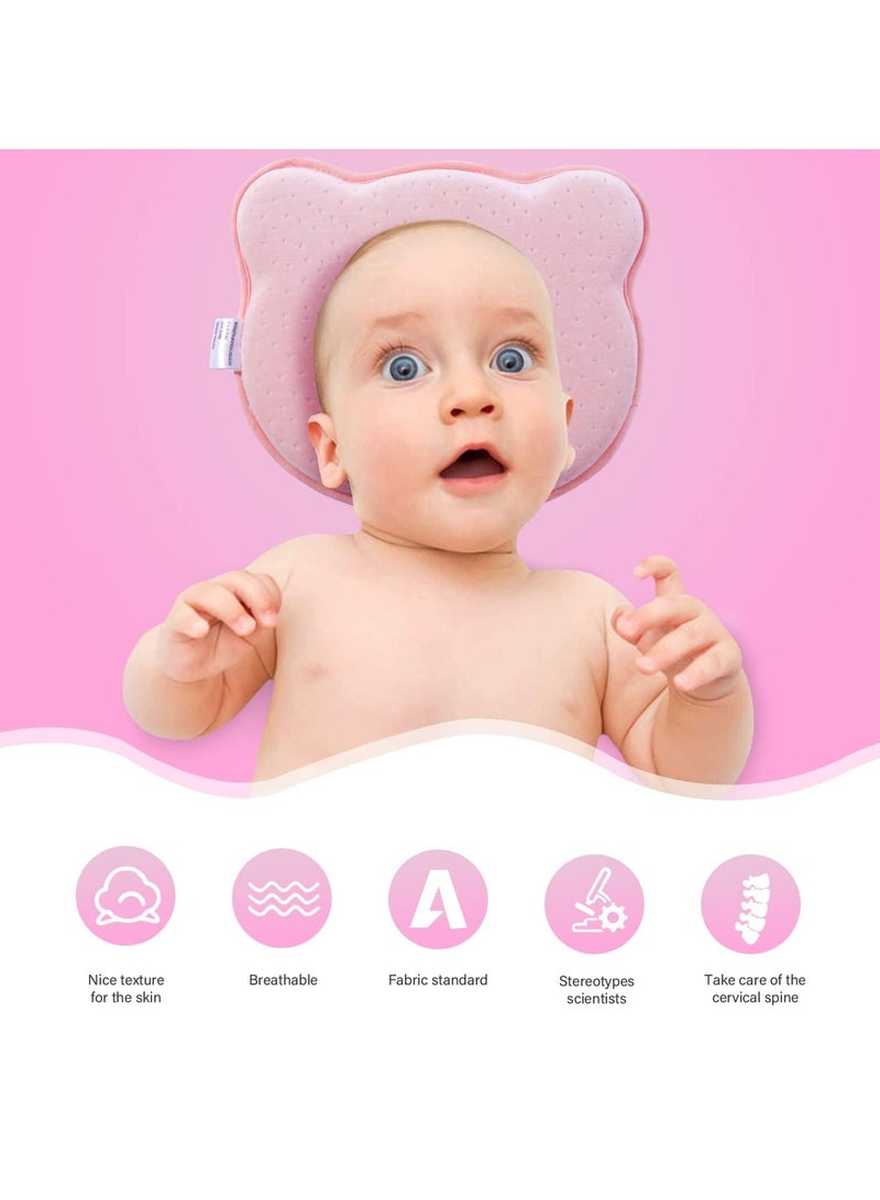 Baby head shaped pillow, 3D memory foam baby pillow for newborn and infant, neck support (0-12 months)