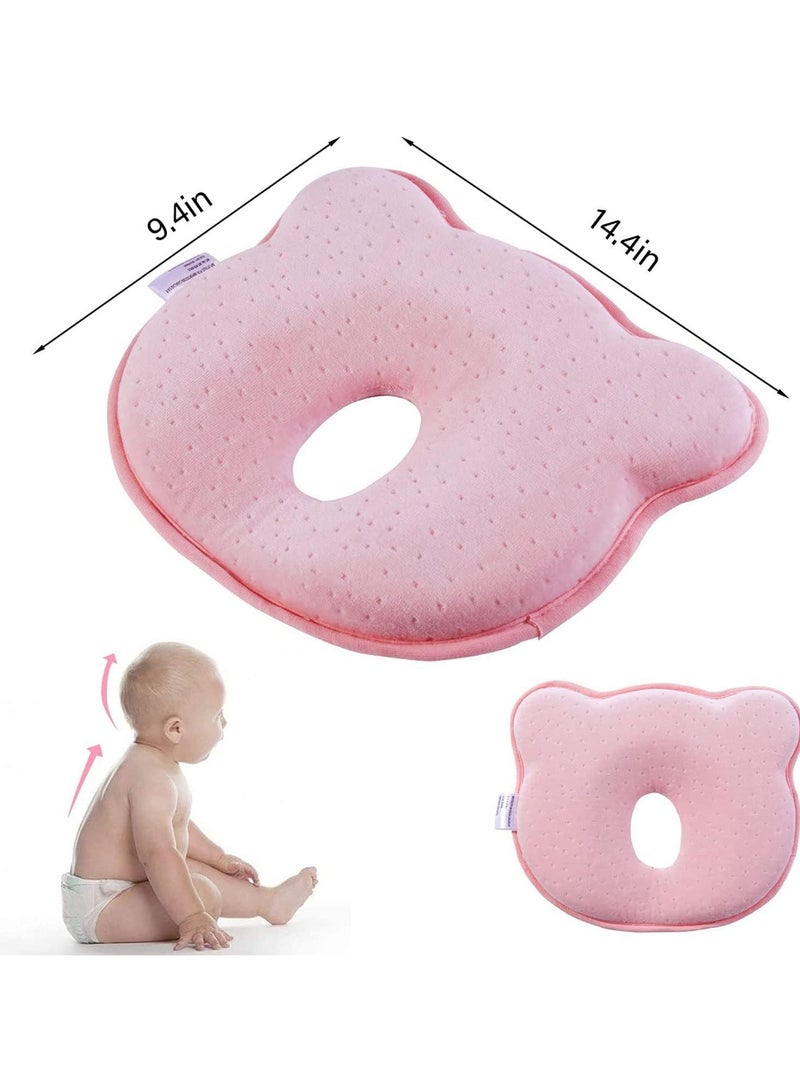 Baby head shaped pillow, 3D memory foam baby pillow for newborn and infant, neck support (0-12 months)
