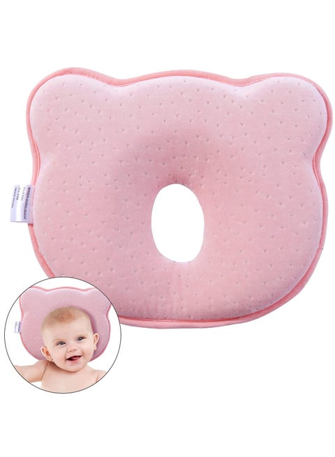 Baby head shaped pillow, 3D memory foam baby pillow for newborn and infant, neck support (0-12 months)
