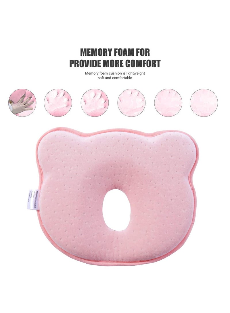 Baby head shaped pillow, 3D memory foam baby pillow for newborn and infant, neck support (0-12 months)