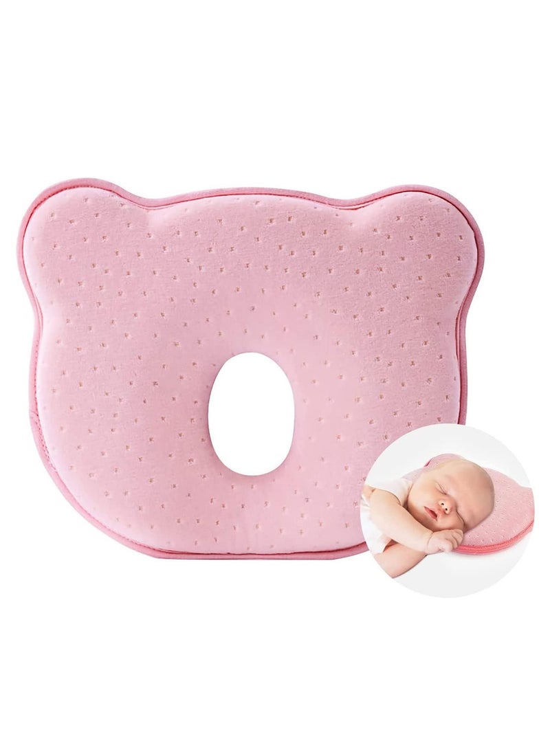Baby head shaped pillow, 3D memory foam baby pillow for newborn and infant, neck support (0-12 months)