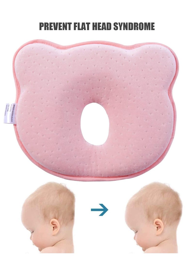 Baby head shaped pillow, 3D memory foam baby pillow for newborn and infant, neck support (0-12 months)