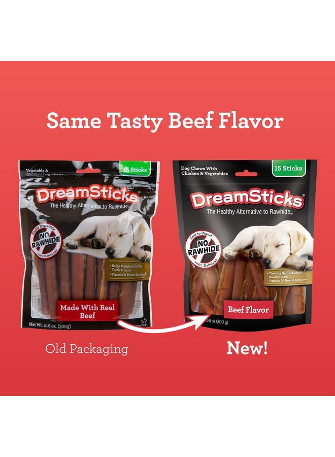 DreamBone DreamSticks, Rawhide Free Dog Chew Sticks Made with Real Beef and Vegetables, 15 Sticks - Image 2