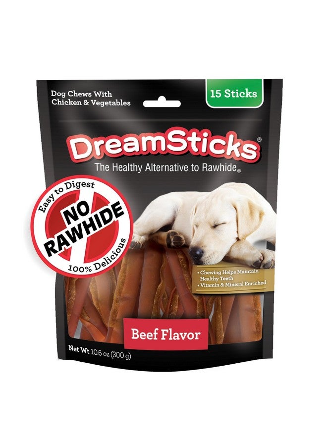 DreamBone DreamSticks, Rawhide Free Dog Chew Sticks Made with Real Beef and Vegetables, 15 Sticks - Image 1