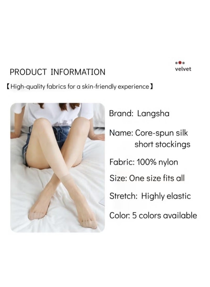 短袜女春夏薄款防勾丝包芯丝袜子超薄耐磨耐穿肉色袜子女短袜弹力顺滑踝袜10双（5黑色5肤色） - Image 4