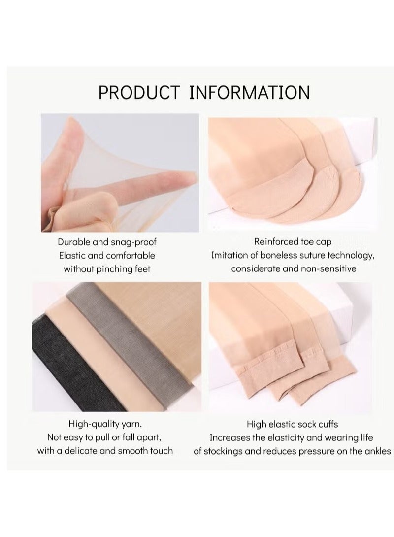 短袜女春夏薄款防勾丝包芯丝袜子超薄耐磨耐穿肉色袜子女短袜弹力顺滑踝袜10双（5黑色5肤色） - Image 5