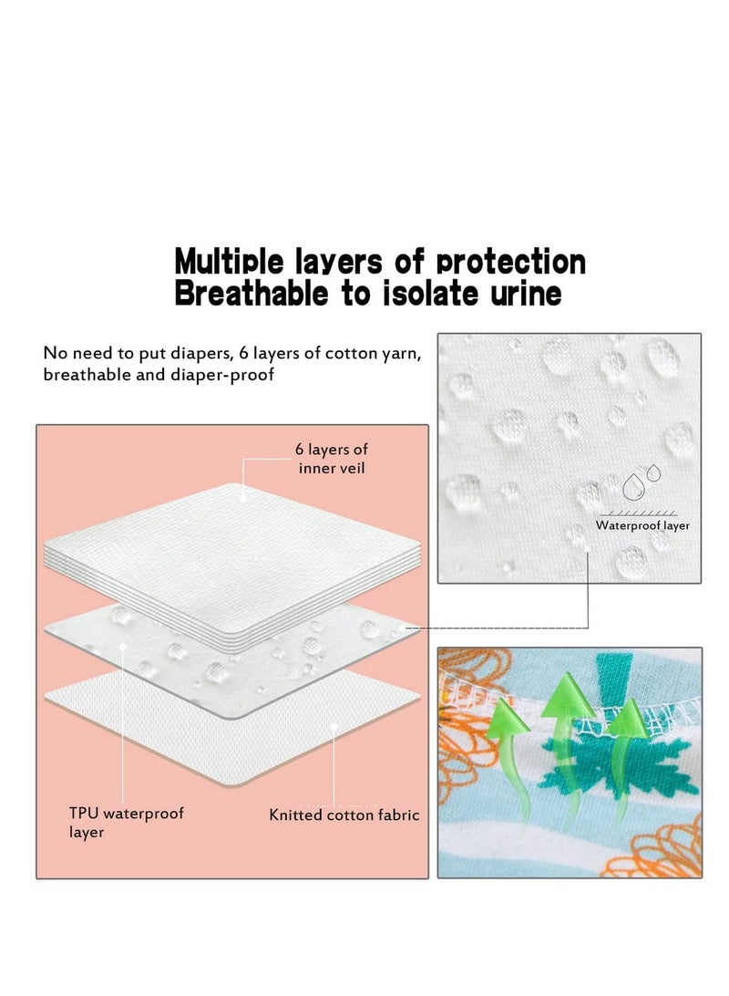 سروال التدريب على استخدام الحمام للأطفال - عبوة من 6 قطع، مصنوعة من القطن وقابلة لإعادة الاستخدام، تناسب الصغار والأولاد والبنات - Image 4
