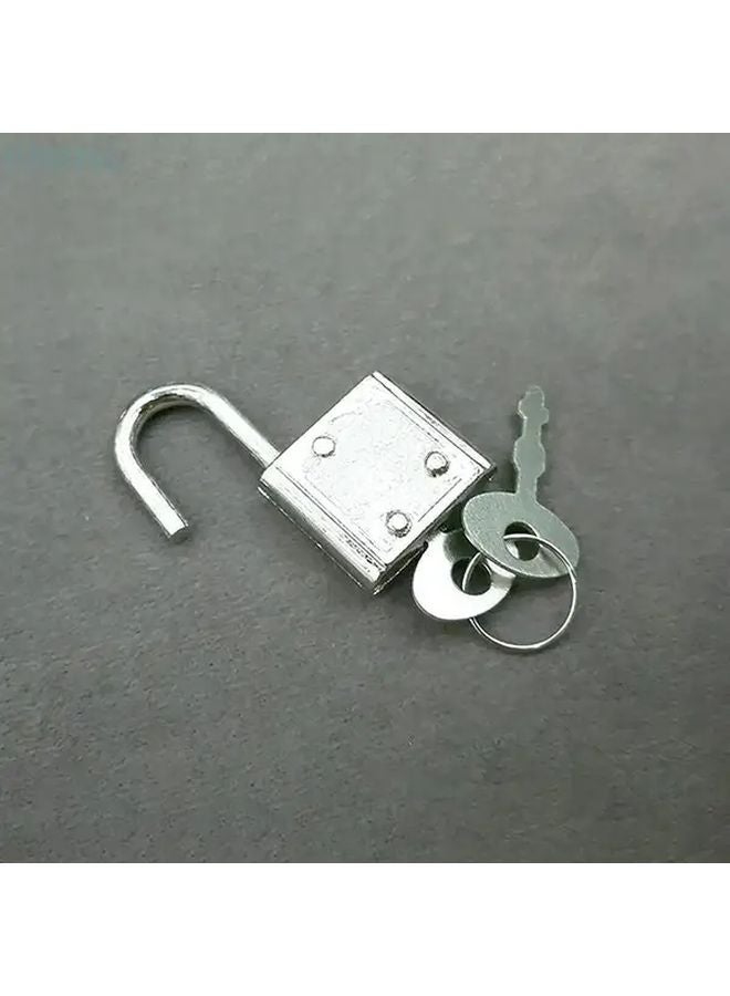 Vintage Zinc Alloy Padlock Silvery Square Lock For Luggage Handbags 1 18x0 79 Inch - Image 1