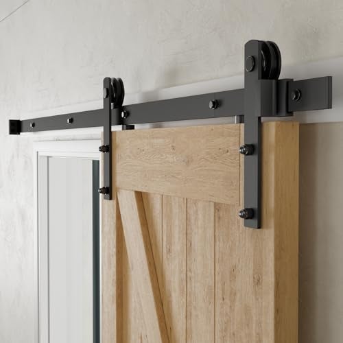 CCJH 6 Feet Heavy Duty Sturdy Sliding Barn Door Hardware Kit -Smoothly and Quietly -Easy to Install Fit 36" Wide Door Panel (I Shape Hanger) - Image 1