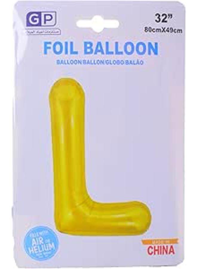 جي بي بالون حرف L من رقائق معدنية باللون الذهبي