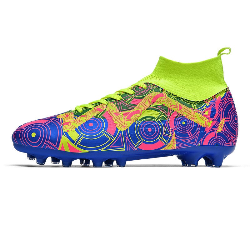 High-Top Football Shoes Tf Broken Nails Artificial Lawn Ag Nail Leather Feet Boys And Girls Children Teenagers Students Training Shoes - Image 3