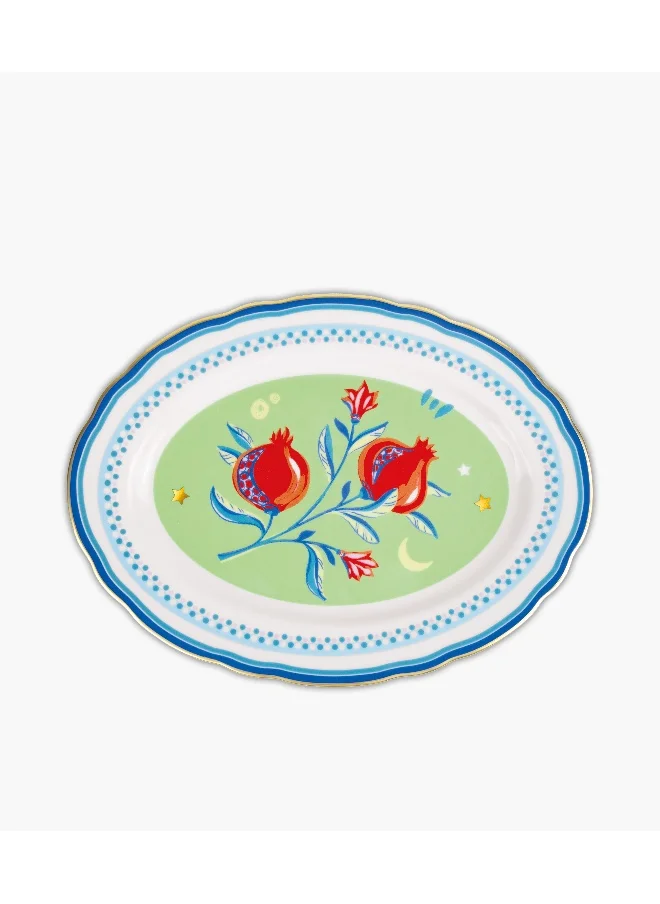 Baci milano Mamma Mia Rose Oval Plate - Porcelain 34x25cm